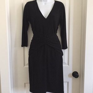Black Ruched Work Dress